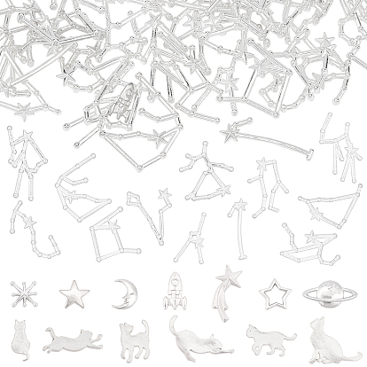 Alloy Cabochons, UV Resin & Epoxy Resin Supplies Filling Accessories, for Pressed Flower Jewelry Making, Mixed Shapes