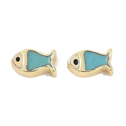 Стойки обшивки латунные бусины, с эмалью, долговечные бусины, без свинца и без кадмия, рыба