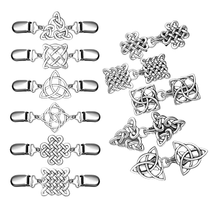 Clips de cardigan en alliage avec nœud de la saint-Patrick, clips de col de chandail, robes clips châle, pour femmes filles