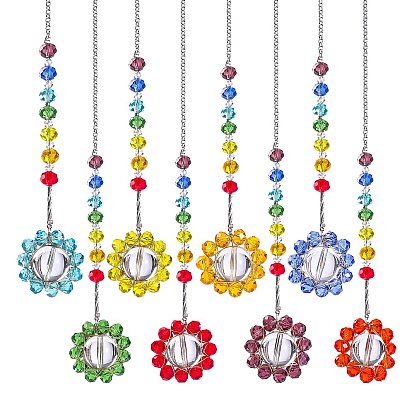 Стеклянные разноцветные бусины и цветочные подвесные украшения, Радужный светильник на окнах, подвесной ловец солнца для украшения крыльца дома и сада