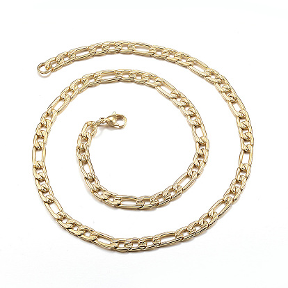 304 ожерелья нержавеющей стали, Фигаро-цепи, с застежкой омар