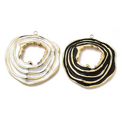 304 эмаль нержавеющей стали большие кулоны, плоско-круглые, ионное покрытие (ip), реальный 18 k позолоченный