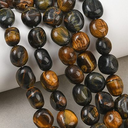 Dyed Natural Yellow Blue Tiger Eye Beads Strands, Nuggets