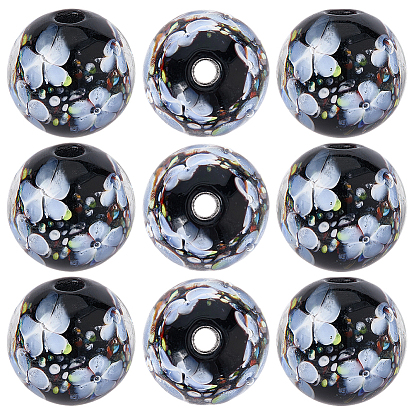 10 шт. бусин ручной работы с внутренними цветами в виде лампворка, круглые