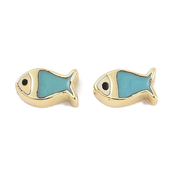 Стойки обшивки латунные бусины, с эмалью, долговечные бусины, без свинца и без кадмия, рыба