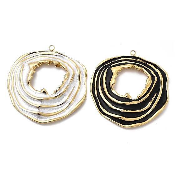 304 эмаль нержавеющей стали большие кулоны, плоско-круглые, ионное покрытие (ip), реальный 18 k позолоченный