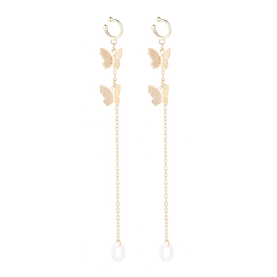 Creative Butterfly Earring Strap, Brass Cuff Earring with Long Tassel, Bluetooth Headset Anti-lost Earrings