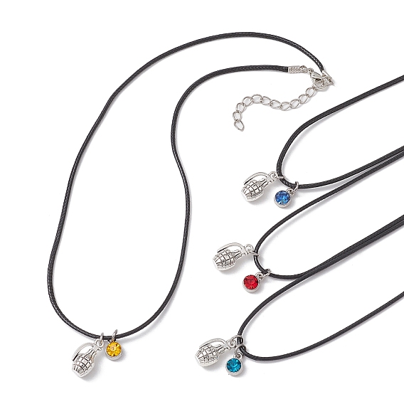 Ожерелья с подвесками из сплава и стразами в форме гранаты, воском ожерелья шнура