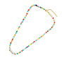 Bohemian Rainbow Glass Bead Necklace with Letter Charm Pendant for Women