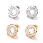 304 Stainless Steel Stud Earrings, with Polymer Clay Rhinestone, Ring