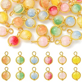 30Pcs 6 Colors Glass Pendants, with Iron Findings