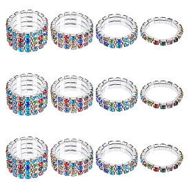 12 шт. 4 стили стразы теннисные цепочки эластичные кольца для женщин