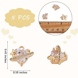 5 Pieces Heart Cubic Zirconia Charm Pendant Brass Love Charm with Star Real  Gold Plated for Jewelry Necklace Earring Making Crafts, Golden