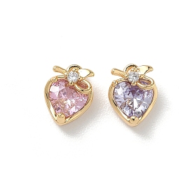 Латунные микро проложить кубического циркония прелести, клубника прелести, реальный 18 k позолоченный