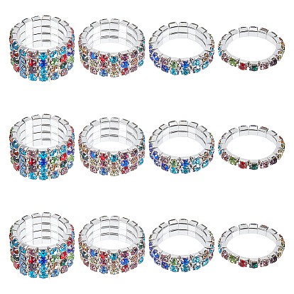 12 шт. 4 стили стразы теннисные цепочки эластичные кольца для женщин