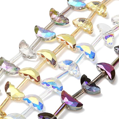 Гальванизируйте прозрачные стеклянные бусины, луна, граненые, с половиным покрытием