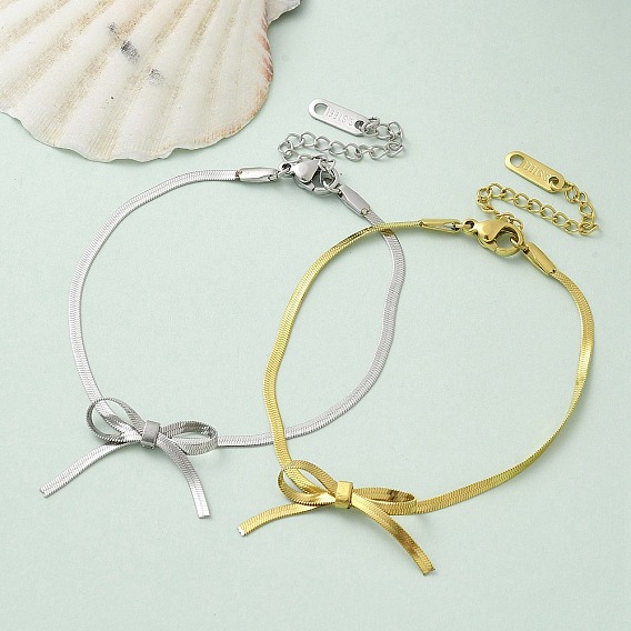 304 из нержавеющей стали елочка цепи браслеты, бантом