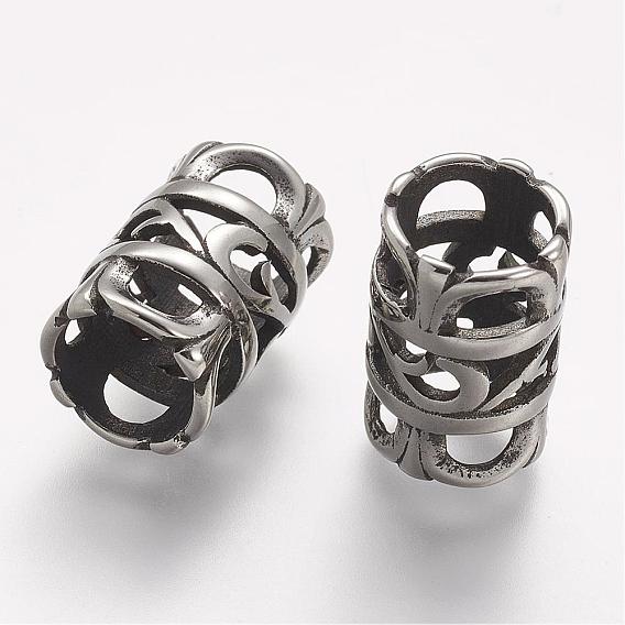 304 Stainless Steel Beads, Column, Hollow