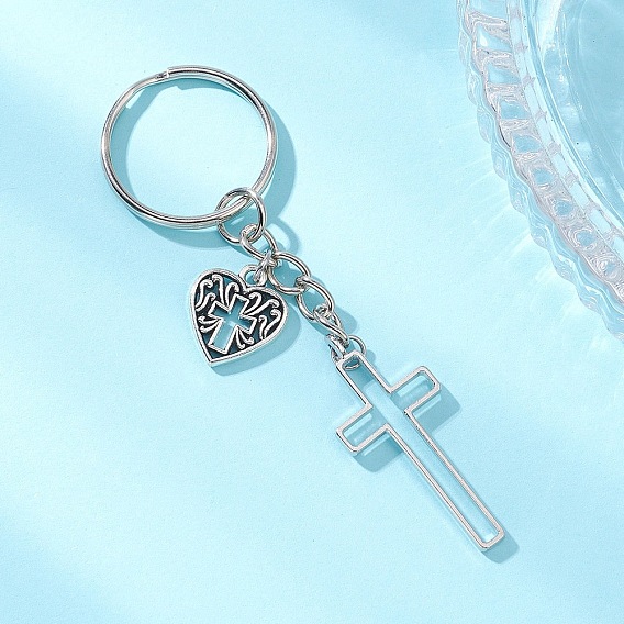 Сплав брелки, с железными разрезными брелоками, пересекаются с сердцем