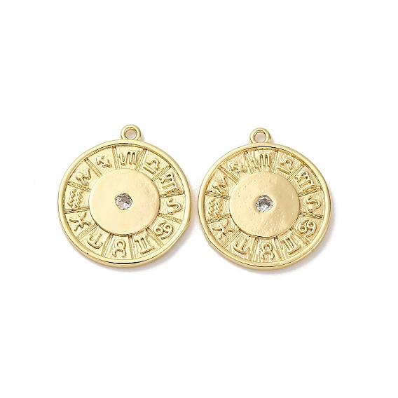 Латунные микро проложить кубического циркония подвески, без кадмия, без никеля и без свинца, плоские круглые с созвездием