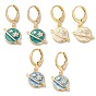 Planet Real 18K Gold Plated Brass Dangle Leverback Earrings, with Enamel and Cubic Zirconia