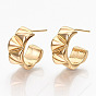 Brass Half Hoop Earrings, Stud Earrings, Nickel Free, Semicircular
