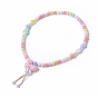 Kids Acrylic Pendant Necklaces, with Glass Seed Beads, Round & Bowknot