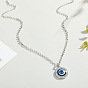 Turkish Eye Diamond Geometric Evil Eye Pendant Necklace Sweater Chain Jewelry