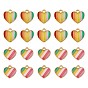 20Pcs Alloy Enamel Pendants, Golden, Heart with Rainbow Pattern