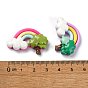 Opaque Resin Decoden Cabochons, Rainbow with Tree