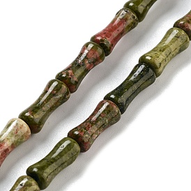 Natural Unakite Beads Strands, Bamboo Joint