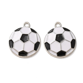 Alloy Enamel Pendants, Football Charms, Platinum
