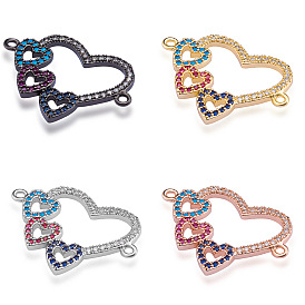 Heart to Heart Mixed Color Hollow DIY Heart Connector Jewelry Bracelet Necklace Pendant Jewelry Accessories