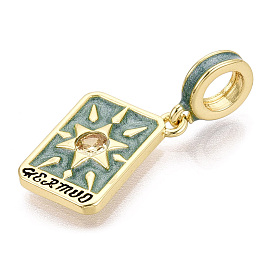 Brass Micro Pave Clear Cubic Zirconia European Dangle Charms, Large Hole Pendants, Hermit Tarot, with Enamel