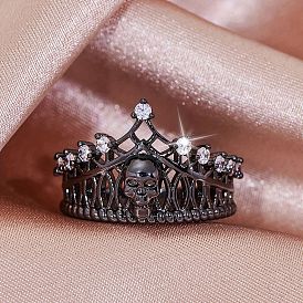 Crown Skull Zinc Alloy Open Cuff Rings for Women