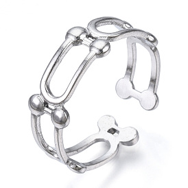 304 Offener Manschettenring in Bogenform aus Edelstahl, hohler Ring für Frauen