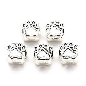 Европейские бусины из сплава тибетского стиля настройки для эмали, бусины с большим отверстием, без кадмия и без свинца, отпечаток лапы