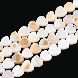 4 нити из натуральных пресноводных бусин из ракушек, сердце