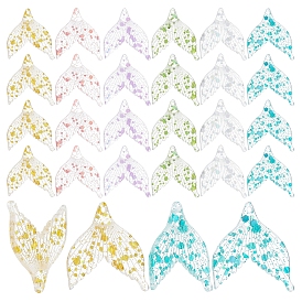 60Pcs 6 Colors Transparent Resin Pendants, with Glitter, Fish Tail