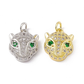 Латунные микро проложить кубического циркония подвески, без кадмия и без свинца, подвеска в виде головы леопарда/гепарда