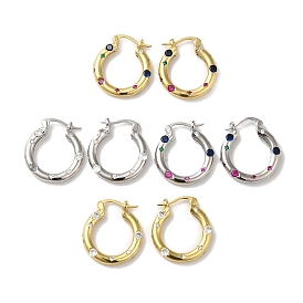 Cubic Zirconia Hoop Earrings, Rack Plating Brass Earrings for Women, Lead Free & Cadmium Free