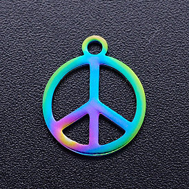 Ion Plating(IP) 304 Stainless Steel Charms, Peace Sign