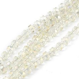 Transparent Electroplate Glass Beads Strands, Faceted, Rondelle, Full Rainbow Plated