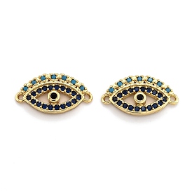Brass Micro Pave Colorful Cubic Zirconia Links, Long-Lasting Plated, Eye