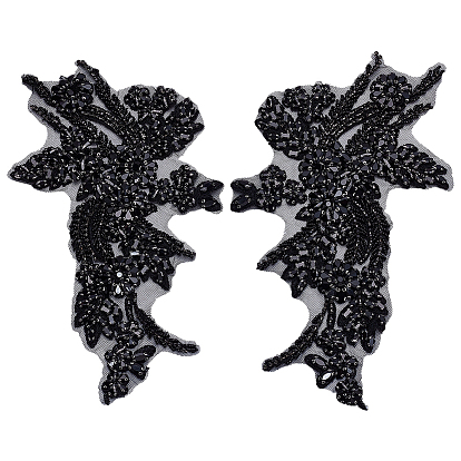 1 парная вышивка из полиэстера на заплатках для одежды, аксессуары для костюма, аппликация, со стразами