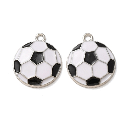 Alloy Enamel Pendants, Football Charms, Platinum