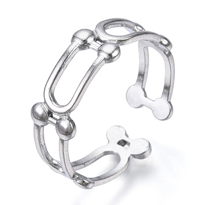 304 Offener Manschettenring in Bogenform aus Edelstahl, hohler Ring für Frauen