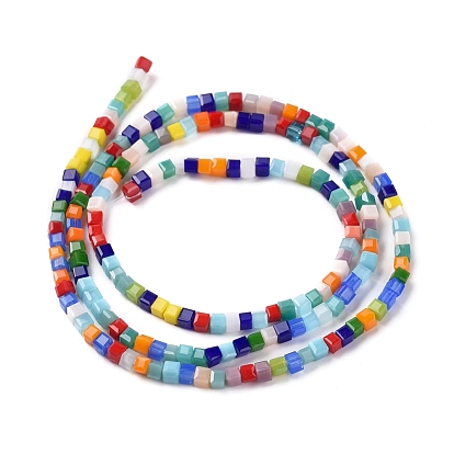 Imitation Jade Glass Beads Strands, Cube