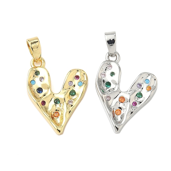 Латунные микропаве прозрачные подвески с фианитом, без кадмия и без свинца, сердце