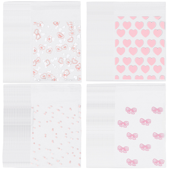 4 сумки 4 стили прозрачные пакеты для хранения из полипропилена с принтом, пакеты с самоуплотнением, прямоугольные